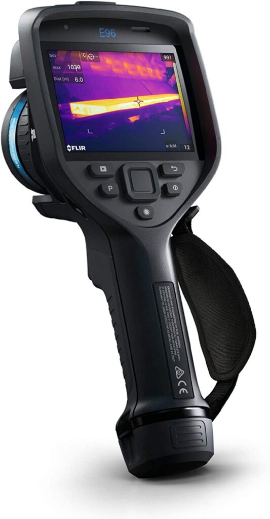 FLIR E96 is our first pistol-grip camera with 640 × 480 thermal resolution so inspectors can survey high-voltage, hazardous targets safely and quickly diagnose electrical and mechanical failures.